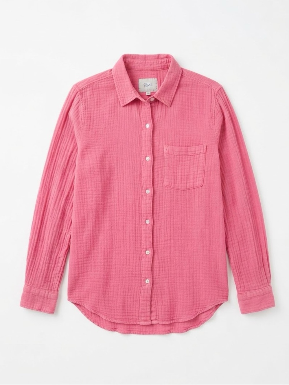 Rails Ellis Button Down Shirt in Pink Punch Organic Double Gauze Long Sleeve Top